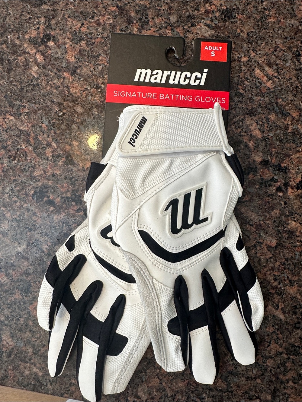 Marucci Adult Signature Batting Gloves - White/Black (Size S)